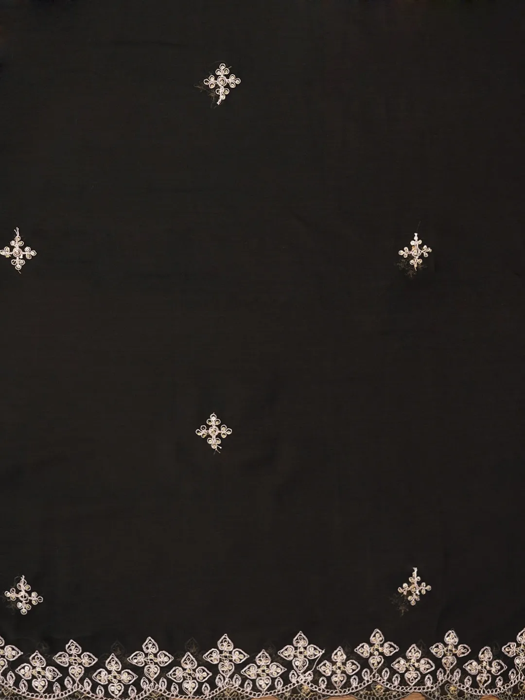 Black Zari Embroidered Silk Georgette Dress Material with Dupatta
