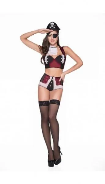 Black/Burgundy/White - 5 Piece Sexy Pirate -