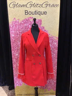 Bling Blazer Dress with Feathers