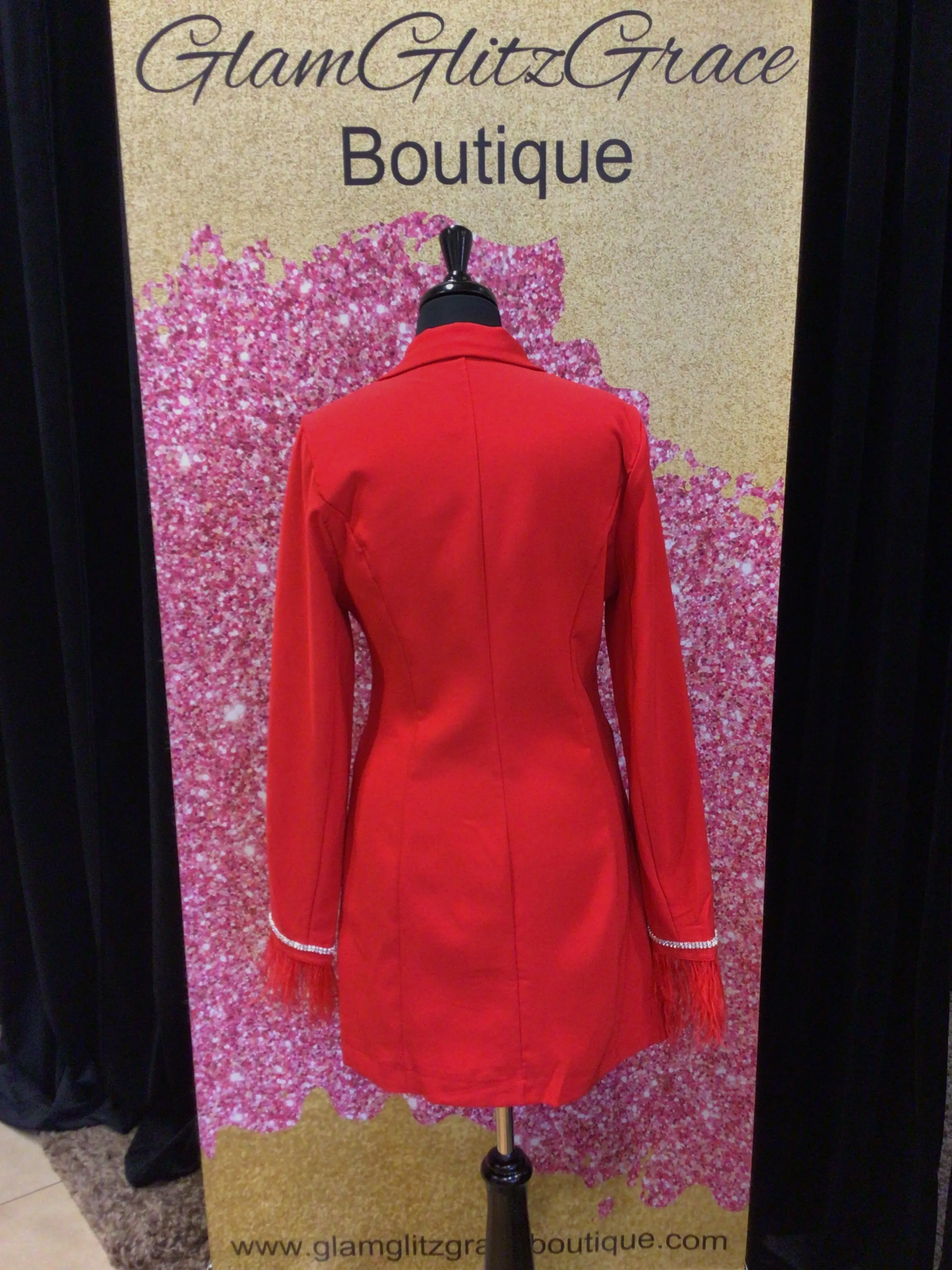 Bling Blazer Dress with Feathers