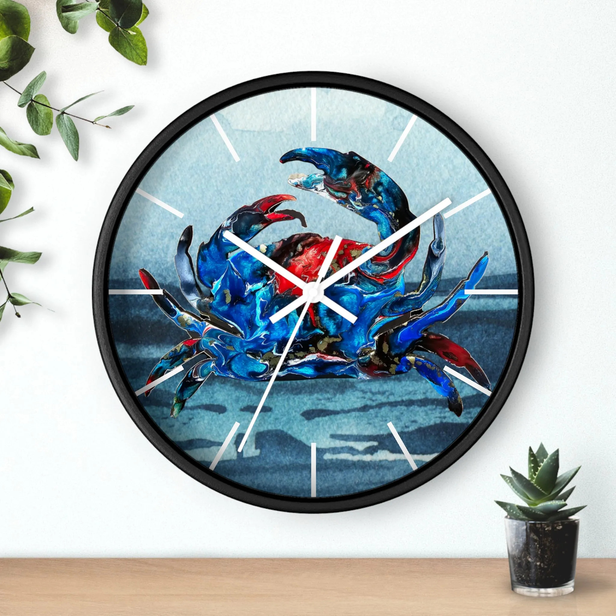 Blue Crab Coastal Printed Art Wall Clock