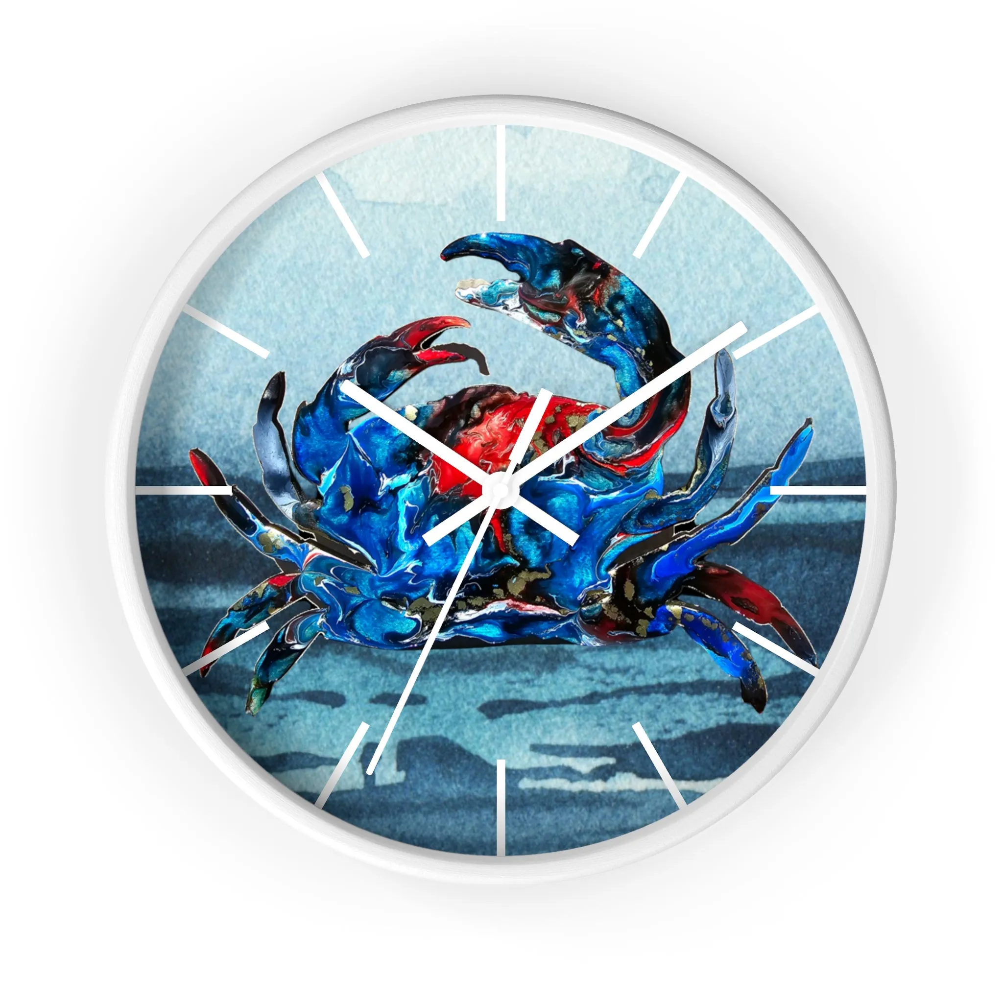 Blue Crab Coastal Printed Art Wall Clock