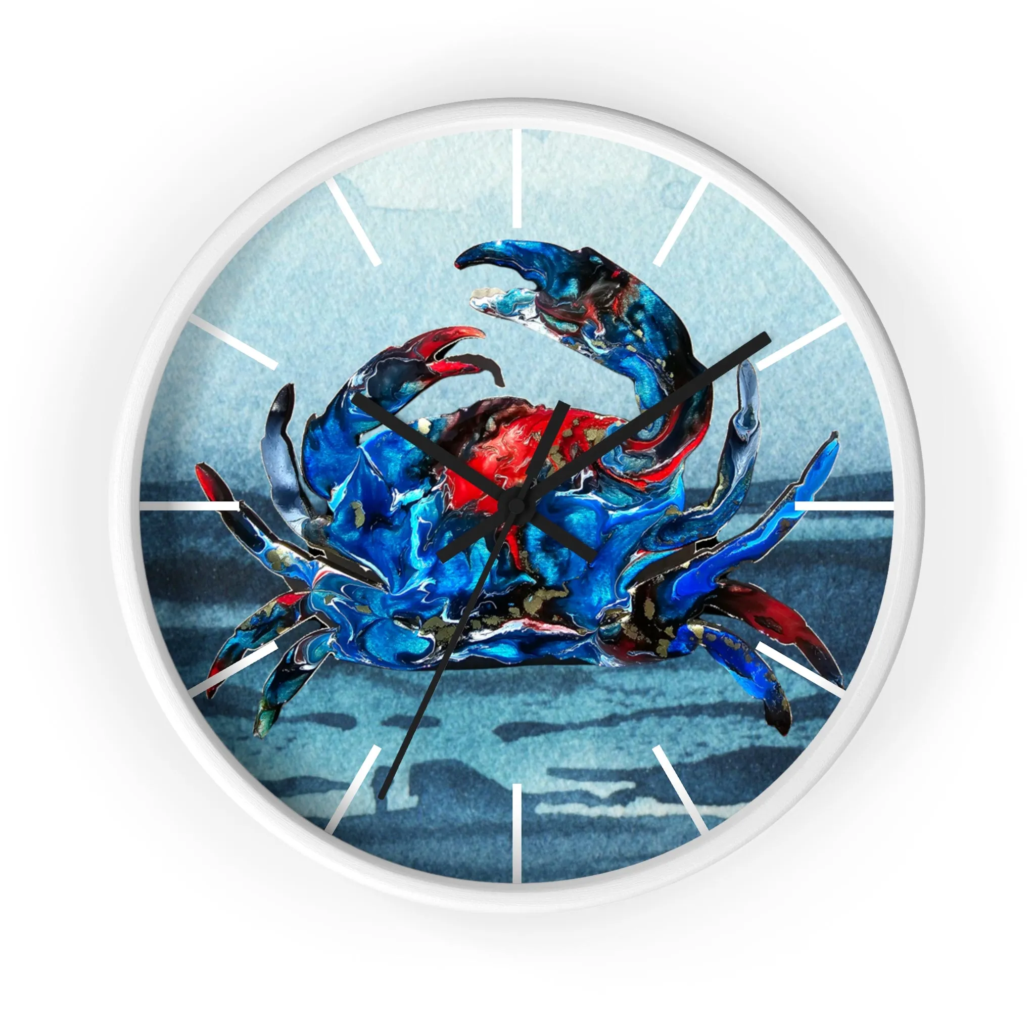 Blue Crab Coastal Printed Art Wall Clock