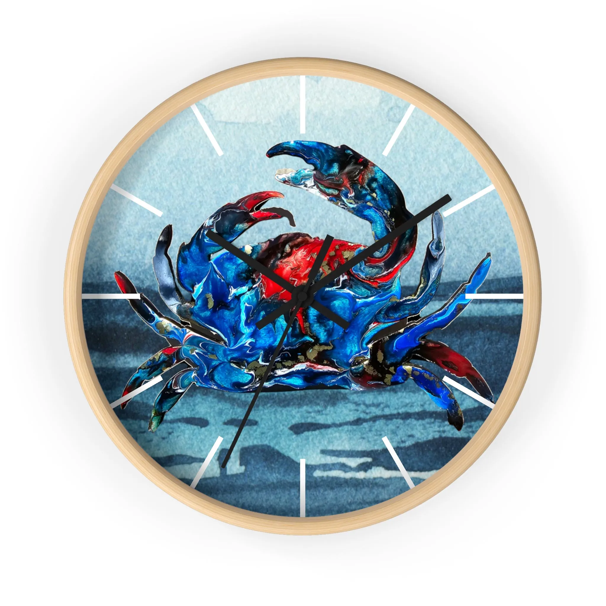 Blue Crab Coastal Printed Art Wall Clock