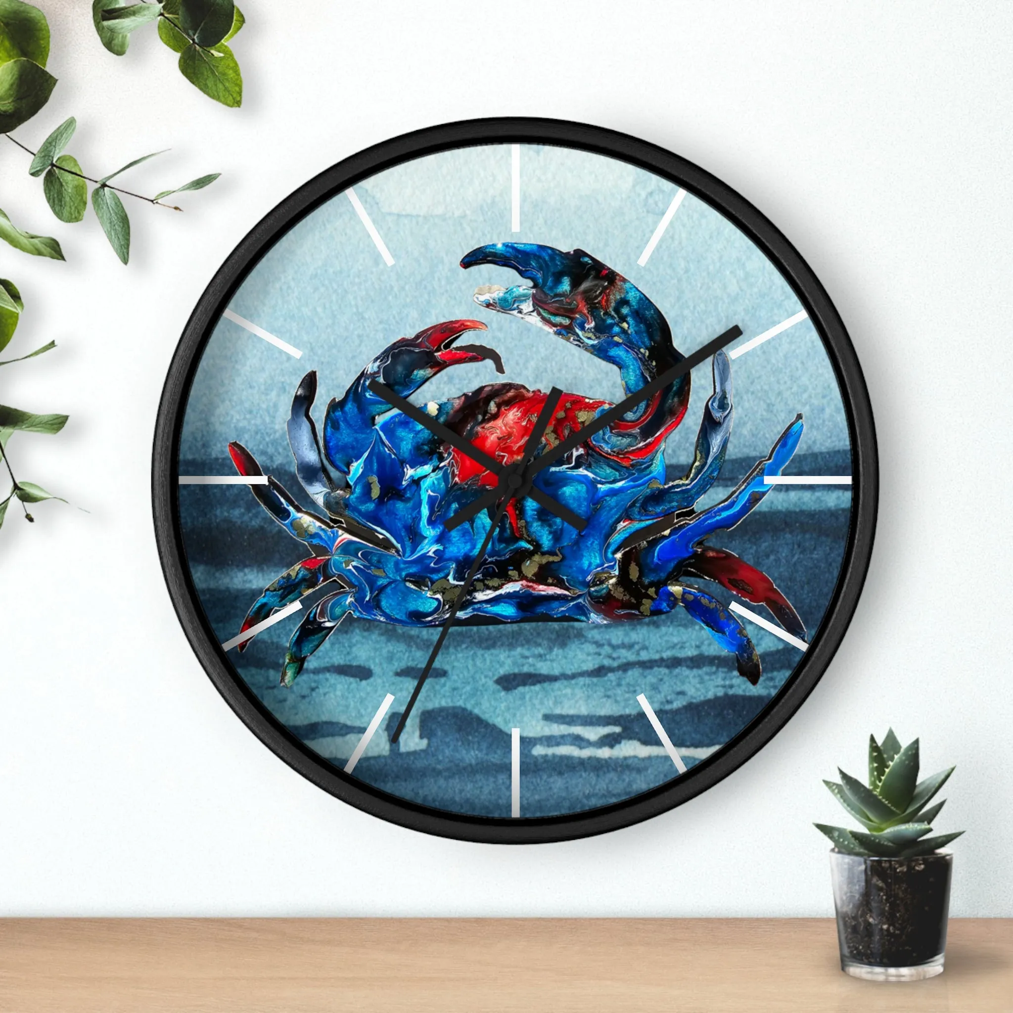 Blue Crab Coastal Printed Art Wall Clock