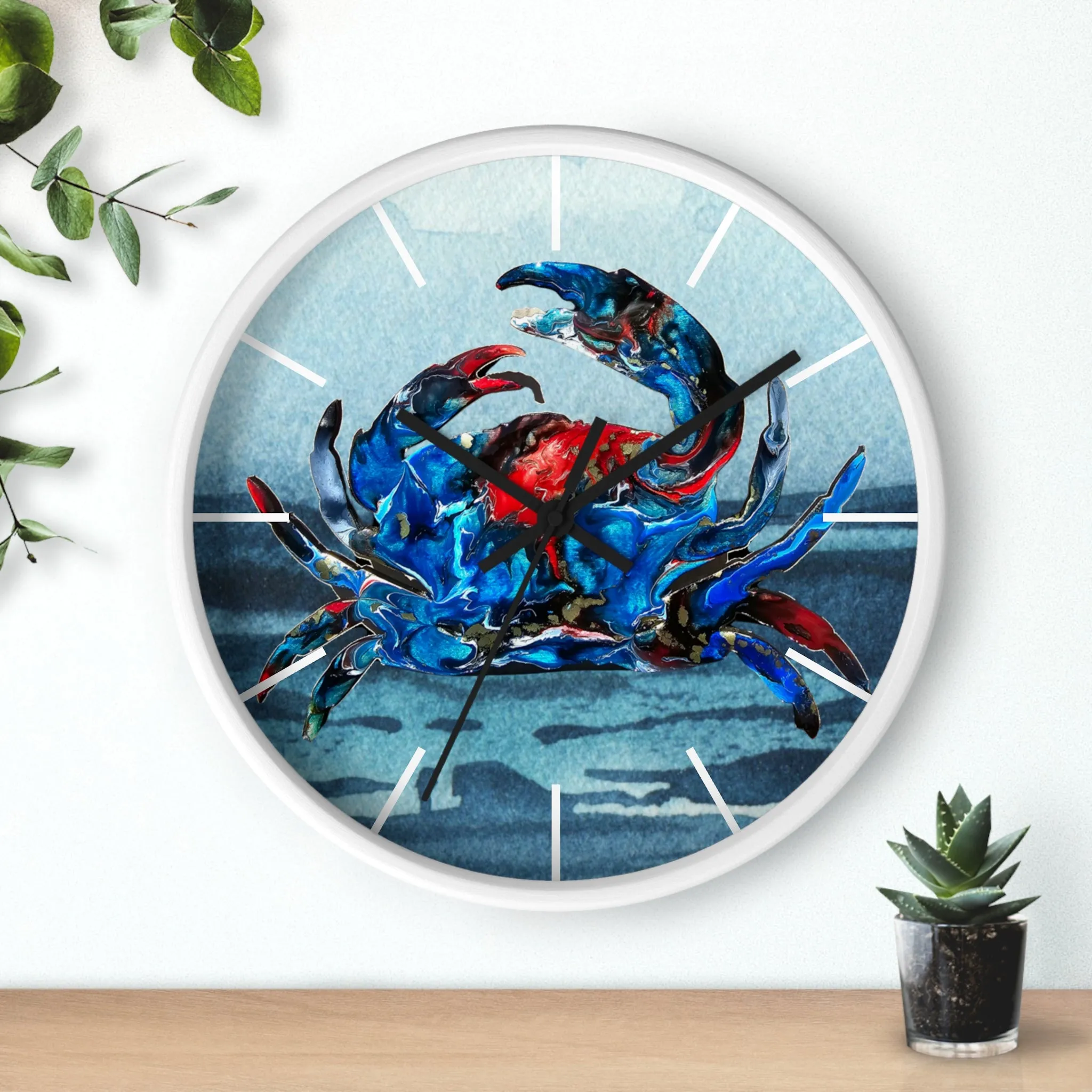Blue Crab Coastal Printed Art Wall Clock