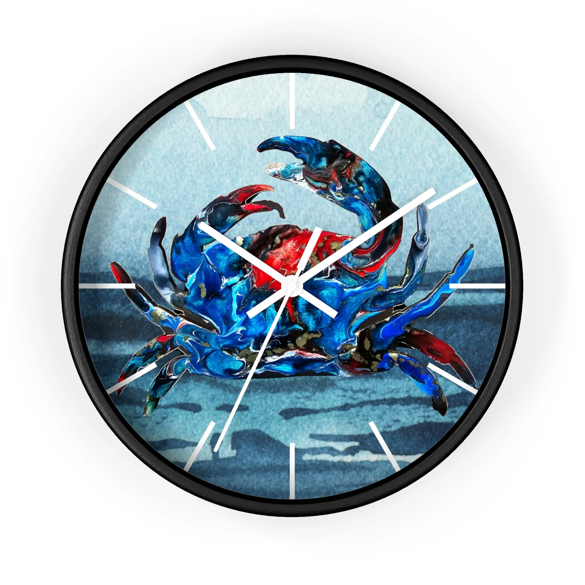 Blue Crab Coastal Printed Art Wall Clock