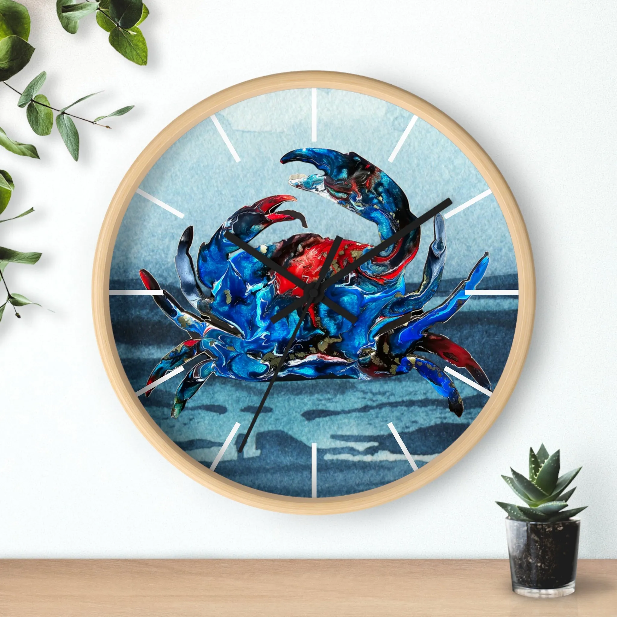 Blue Crab Coastal Printed Art Wall Clock