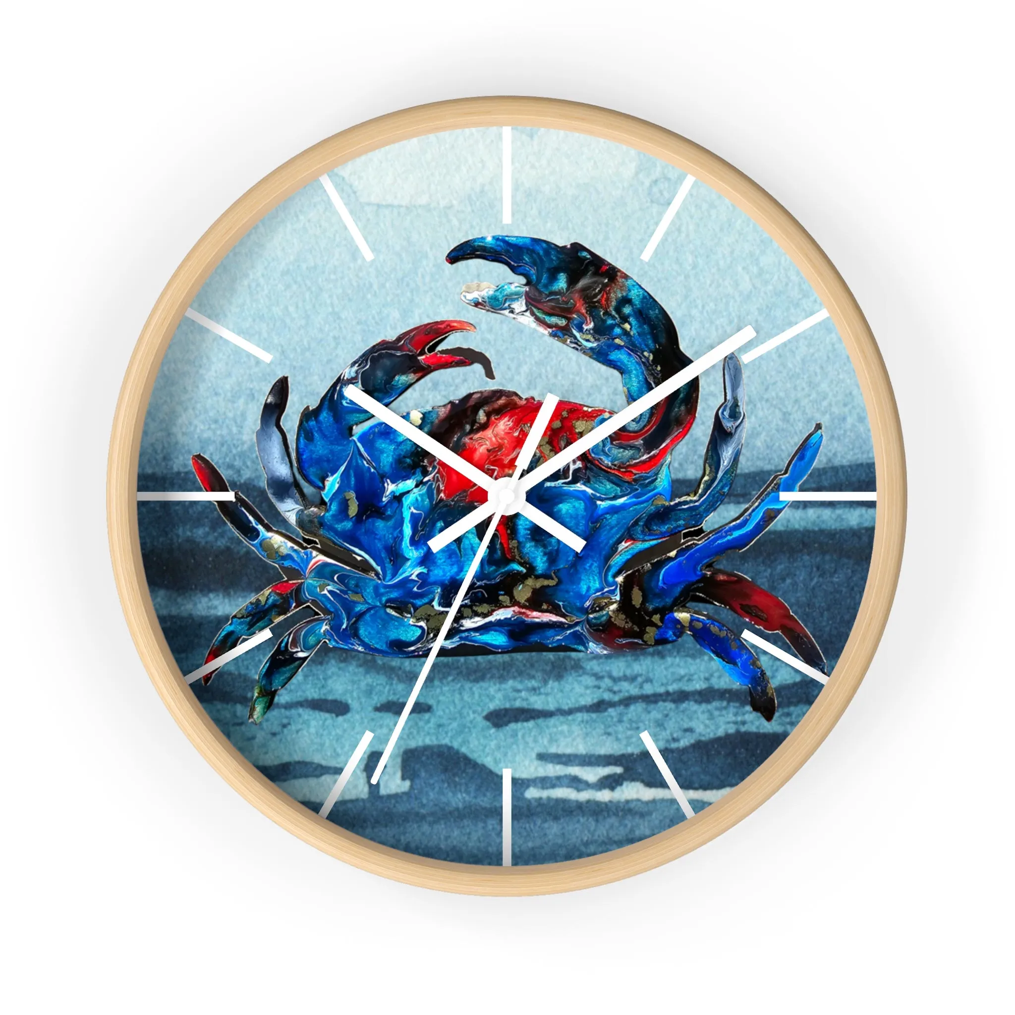 Blue Crab Coastal Printed Art Wall Clock