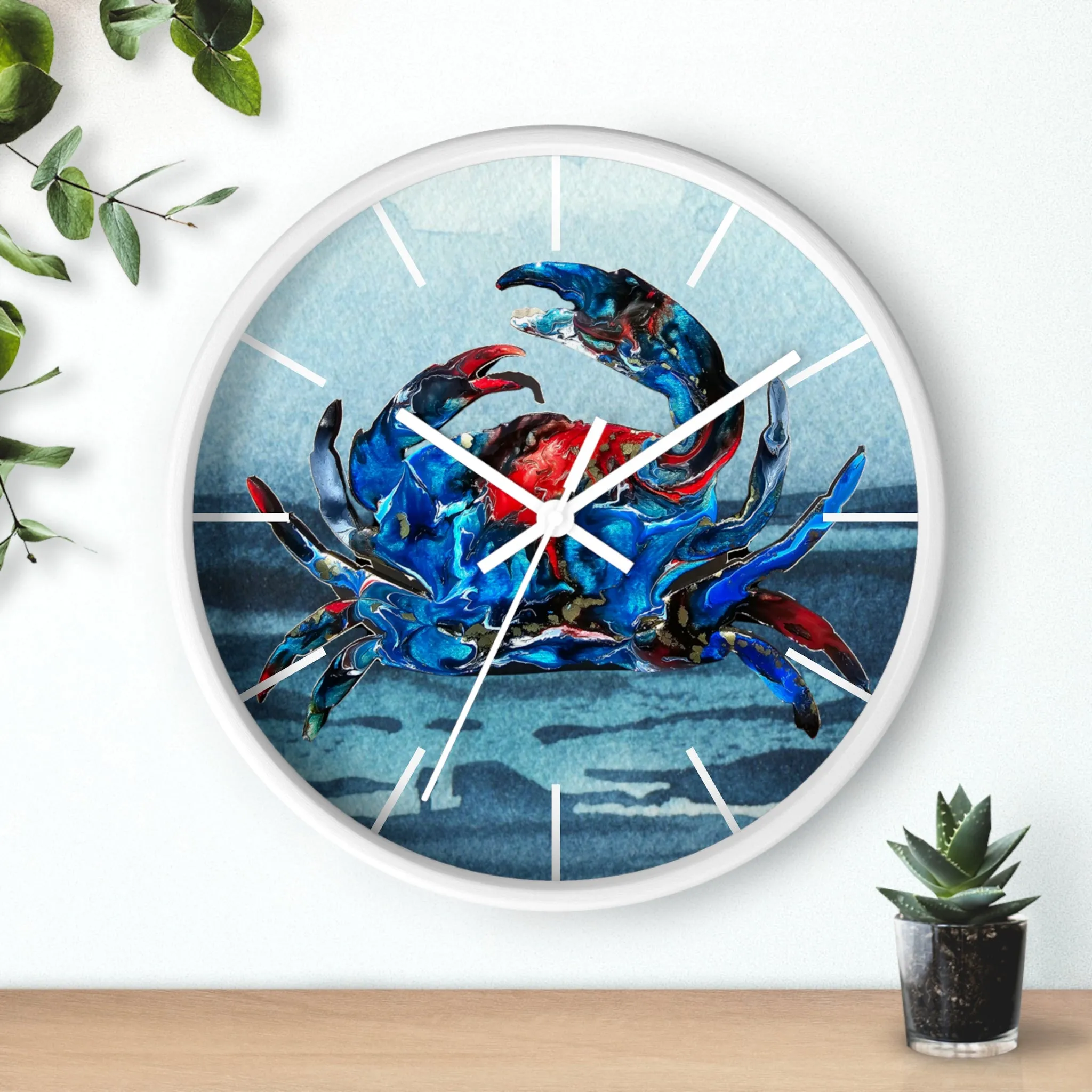 Blue Crab Coastal Printed Art Wall Clock