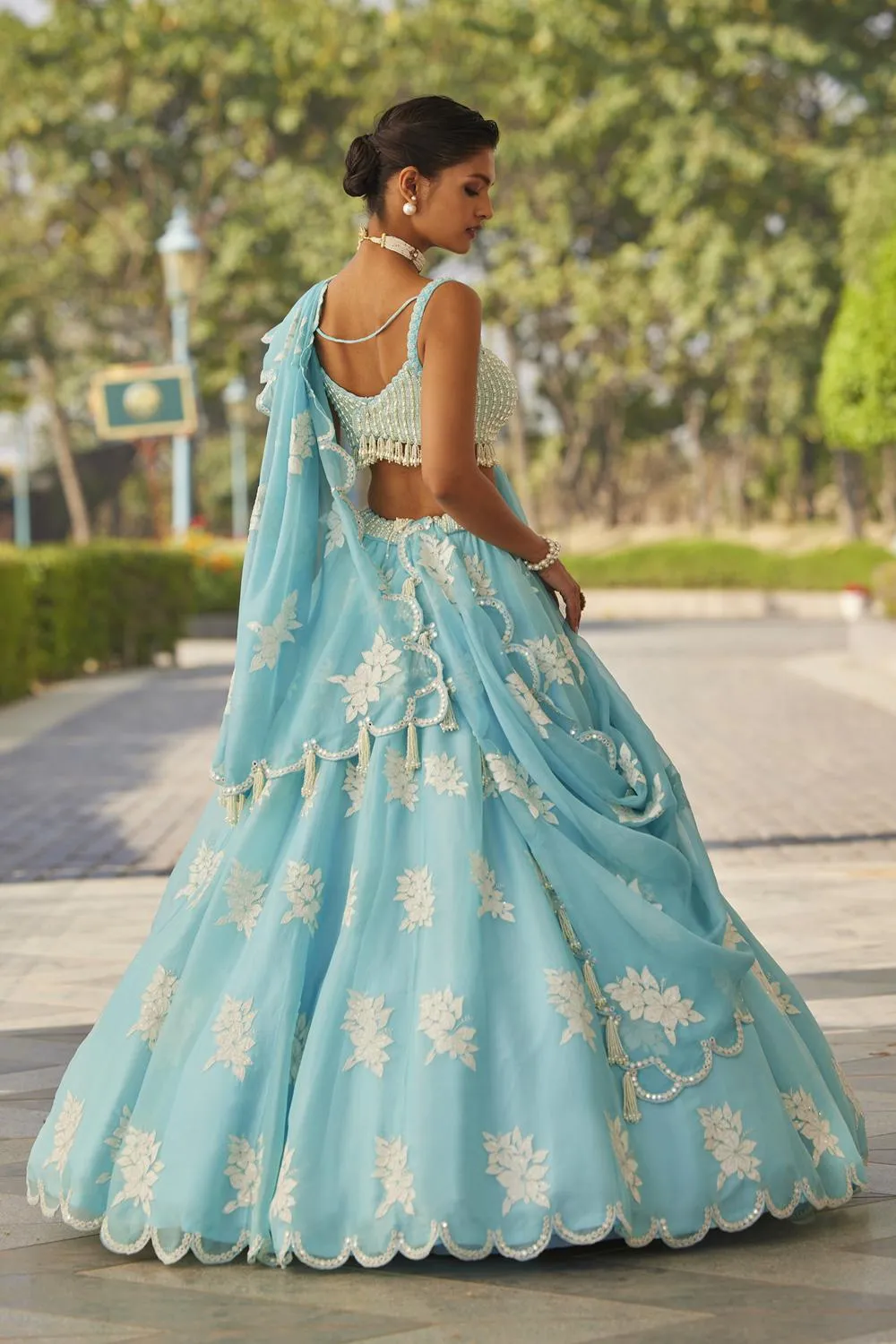 Blue Flower Lehenga Set