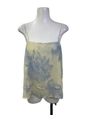 Blue Yellow Watercolour Printed Top