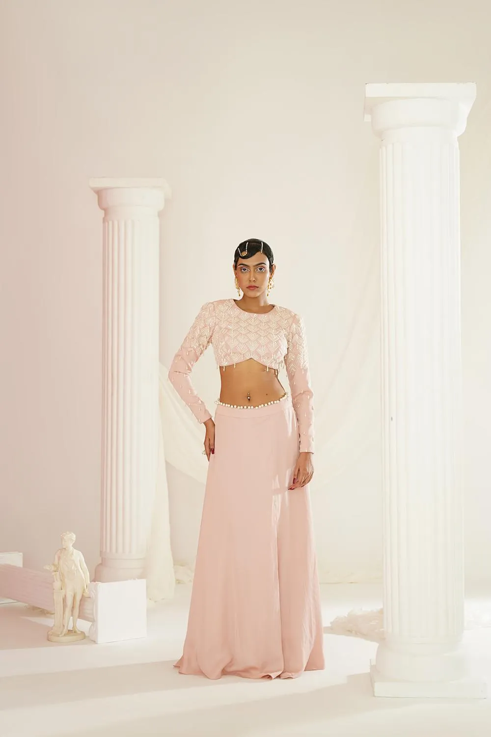 Blush Pink Embellished Lehenga, Blouse  And Dupatta