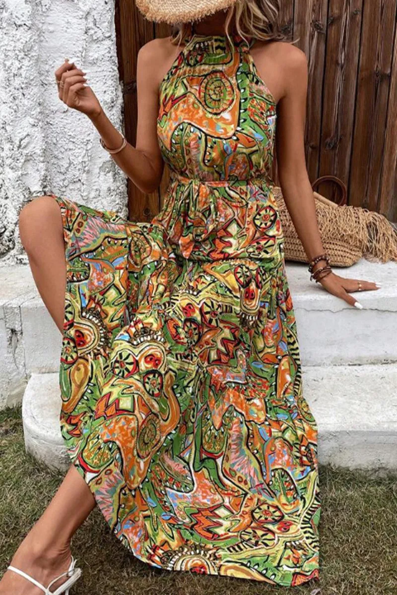 Bohemian Floral Patchwork Printed Dress Dresses(3 Colors)