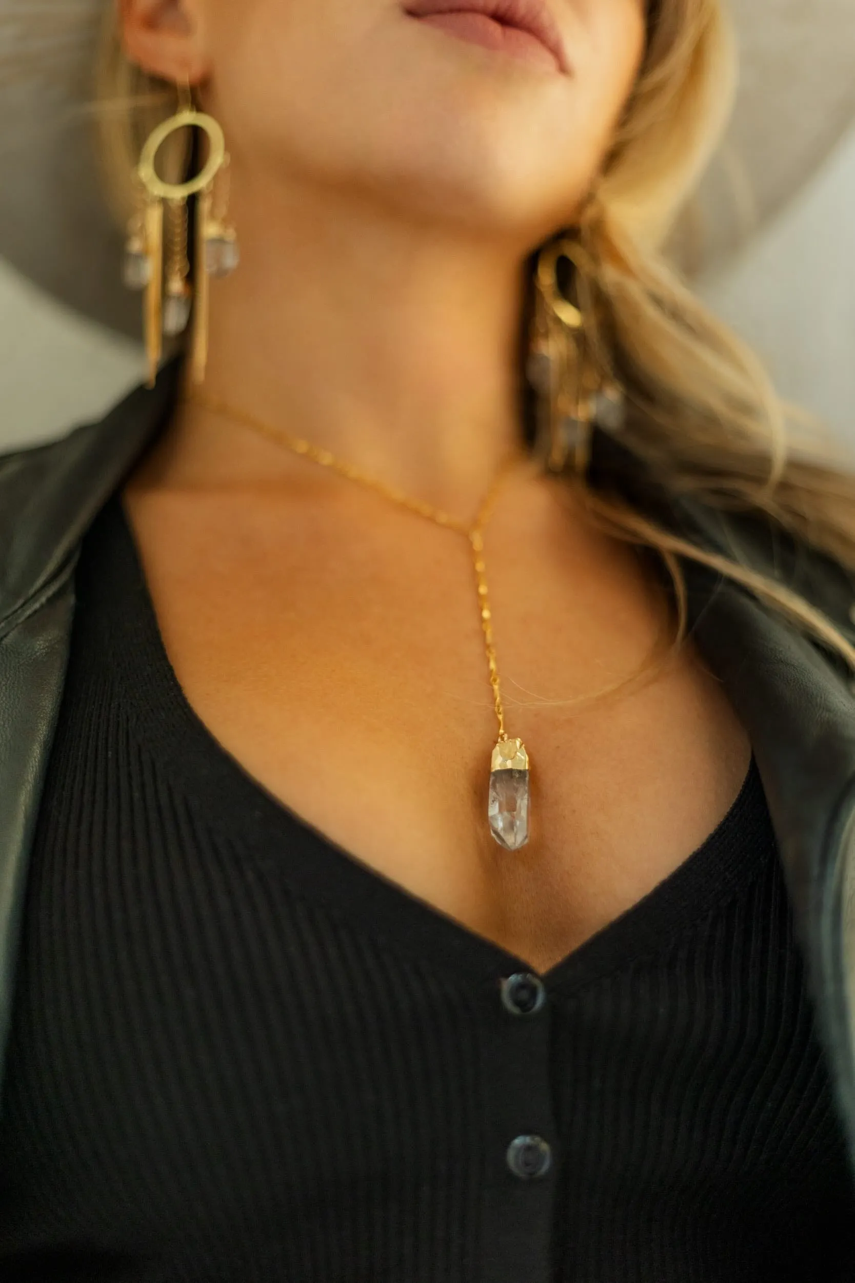 Boss Gold Quartz Lariat Necklace