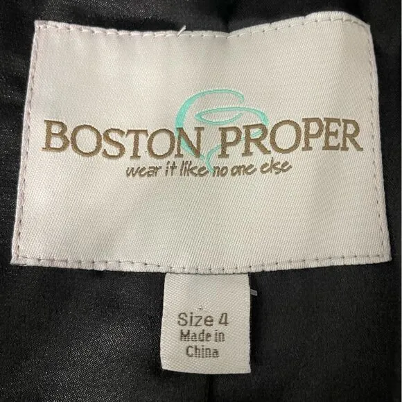 Boston Proper Size 4 Black &amp; White Silver Sequins Shimmer Tweed Parisian Jacket