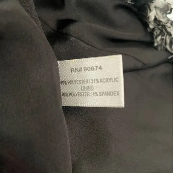 Boston Proper Size 4 Black &amp; White Silver Sequins Shimmer Tweed Parisian Jacket