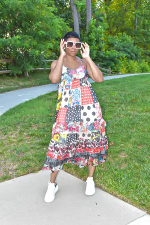 Bria Patchwork Ruffled Dress