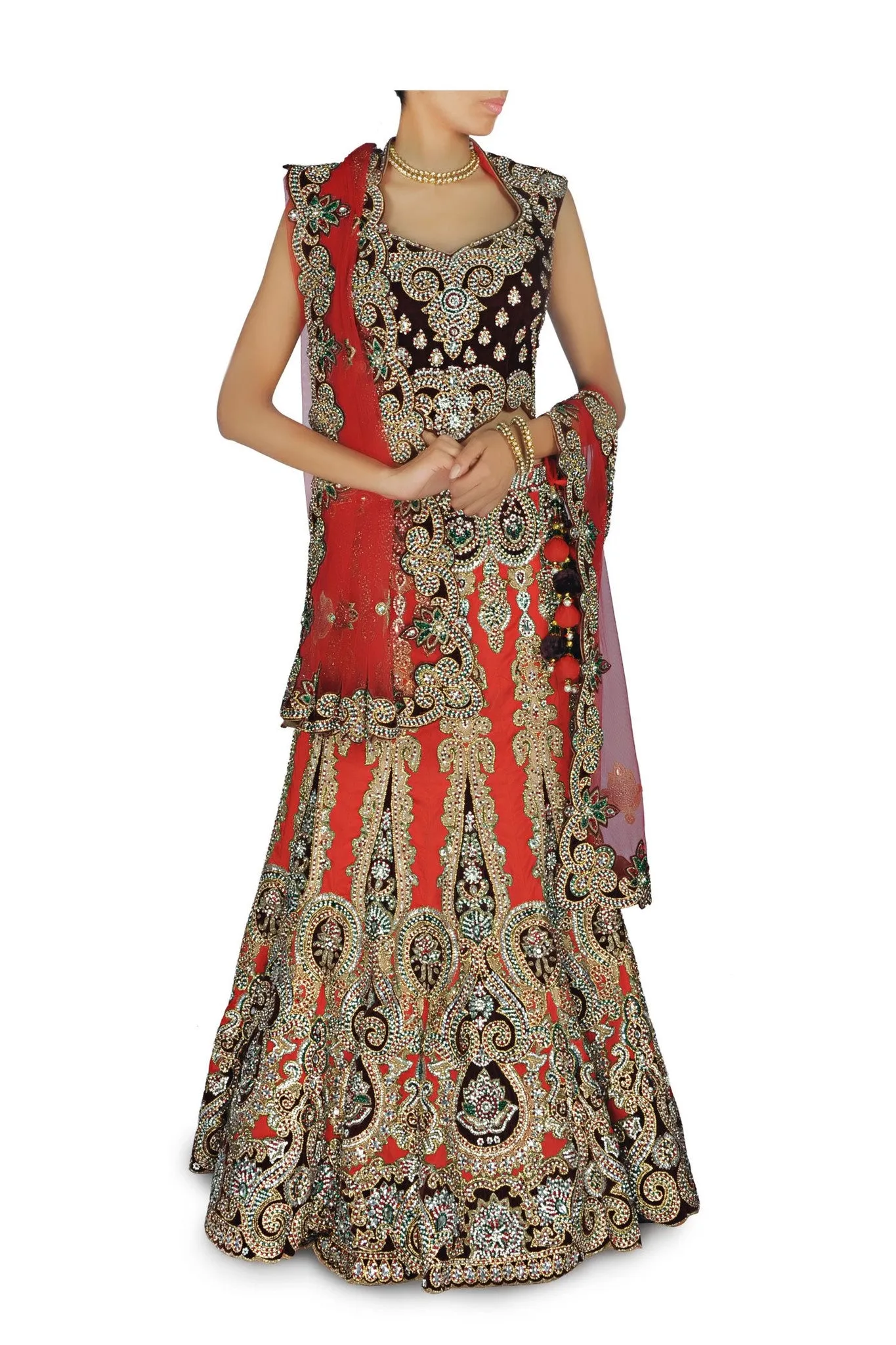 Brick orange color Bridal Lehenga/Chaniya Choli