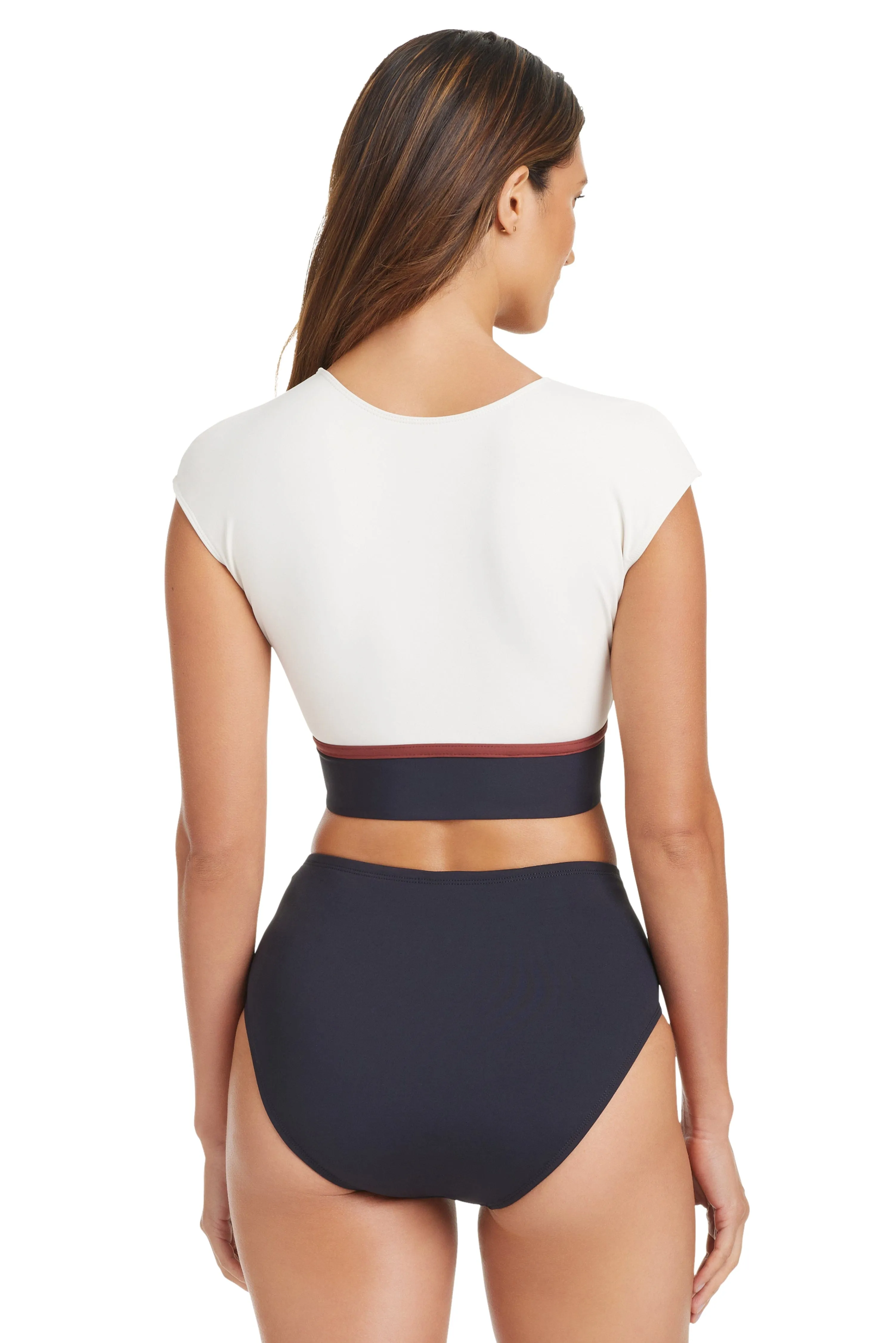 Button Down Cap Sleeve Crop Top