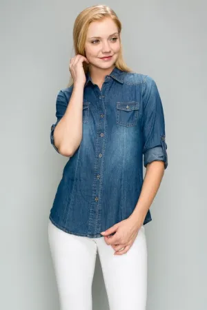 Button Down Denim Top