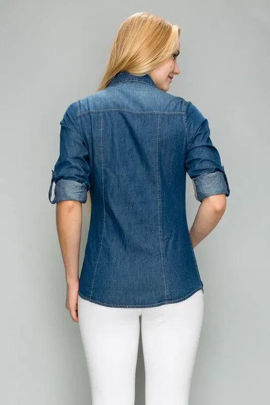 Button Down Denim Top