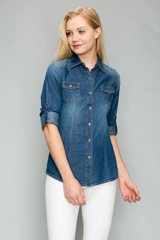 Button Down Denim Top