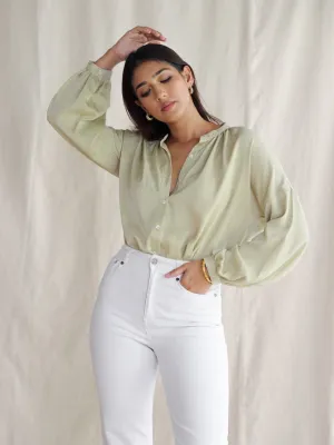 Button Down Drop Shoulder Top