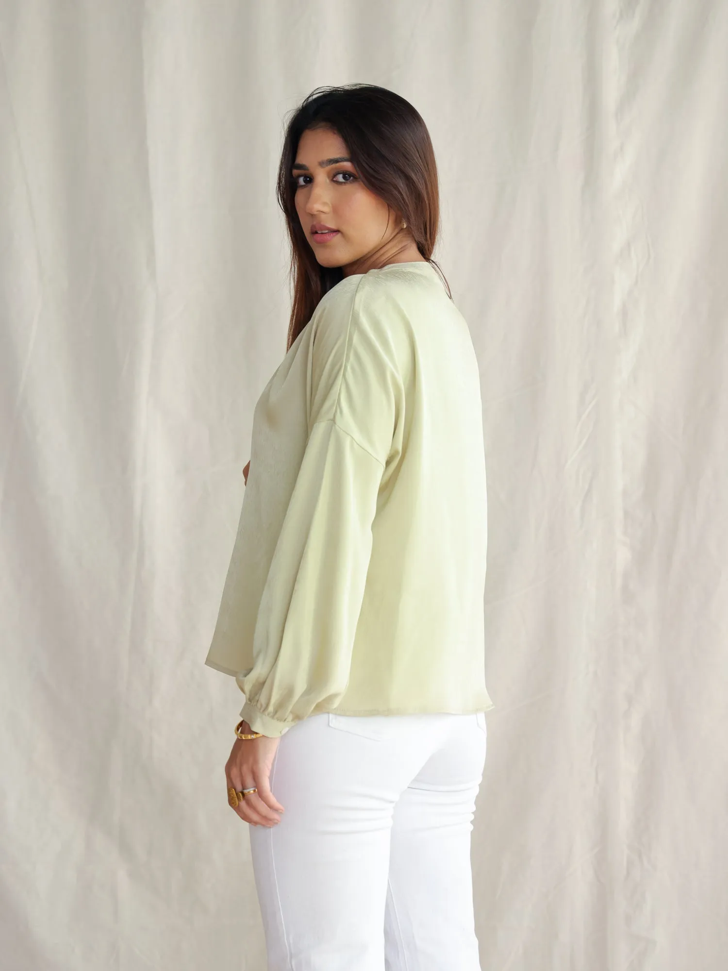 Button Down Drop Shoulder Top