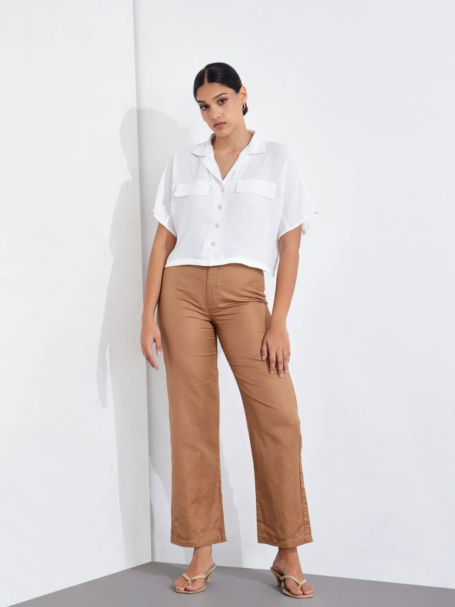 Button Down Seam Detail Top