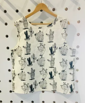 Cacti linen screen-printed top