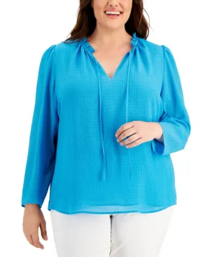 Calvin Klein Womens Plus Size Split-Neck Top W2EAC577