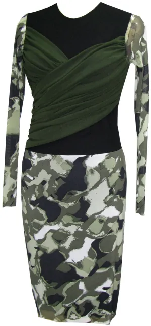 Camouflage Draped Combo Dress