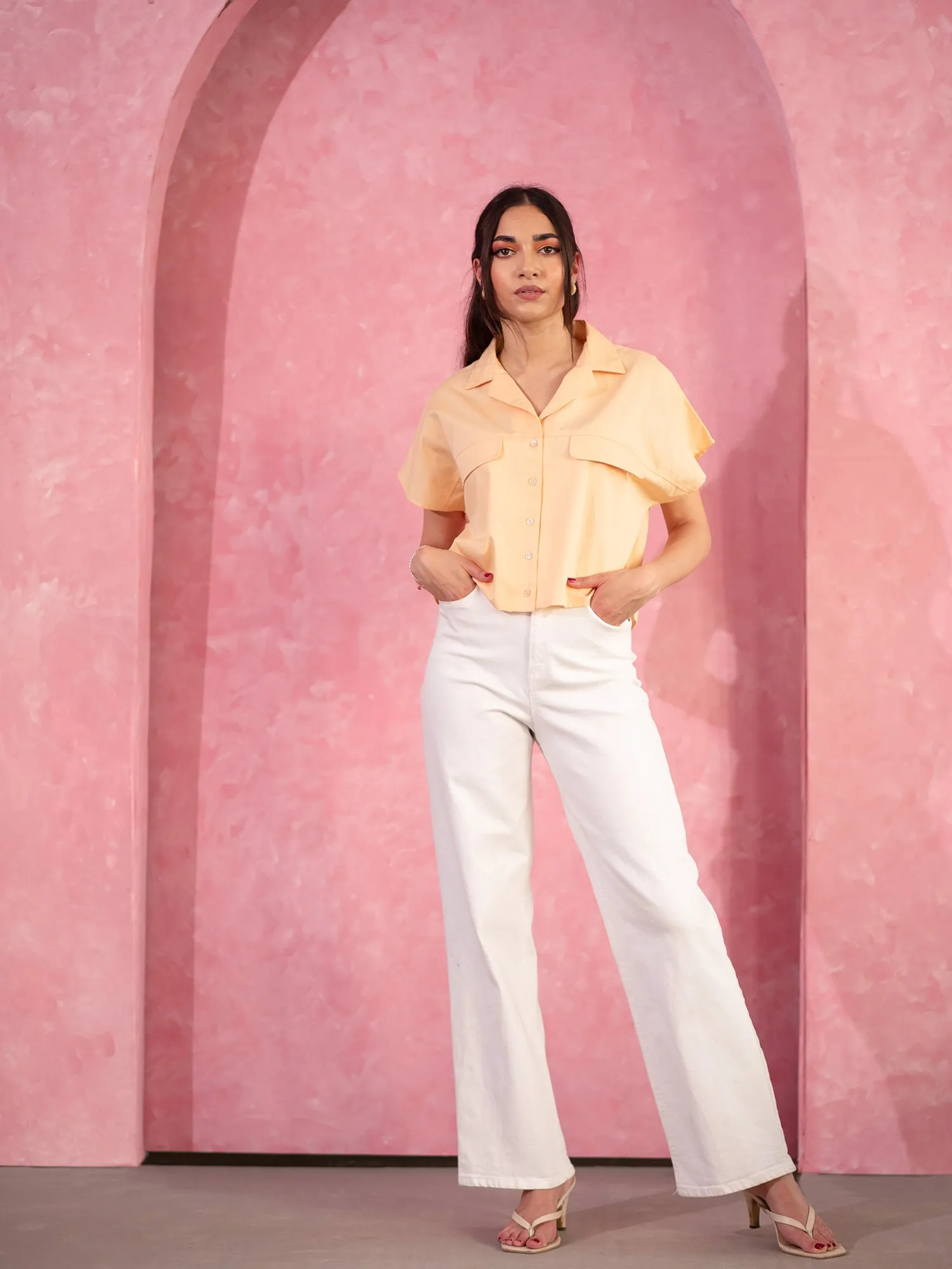 Camp Collar Button Down Top
