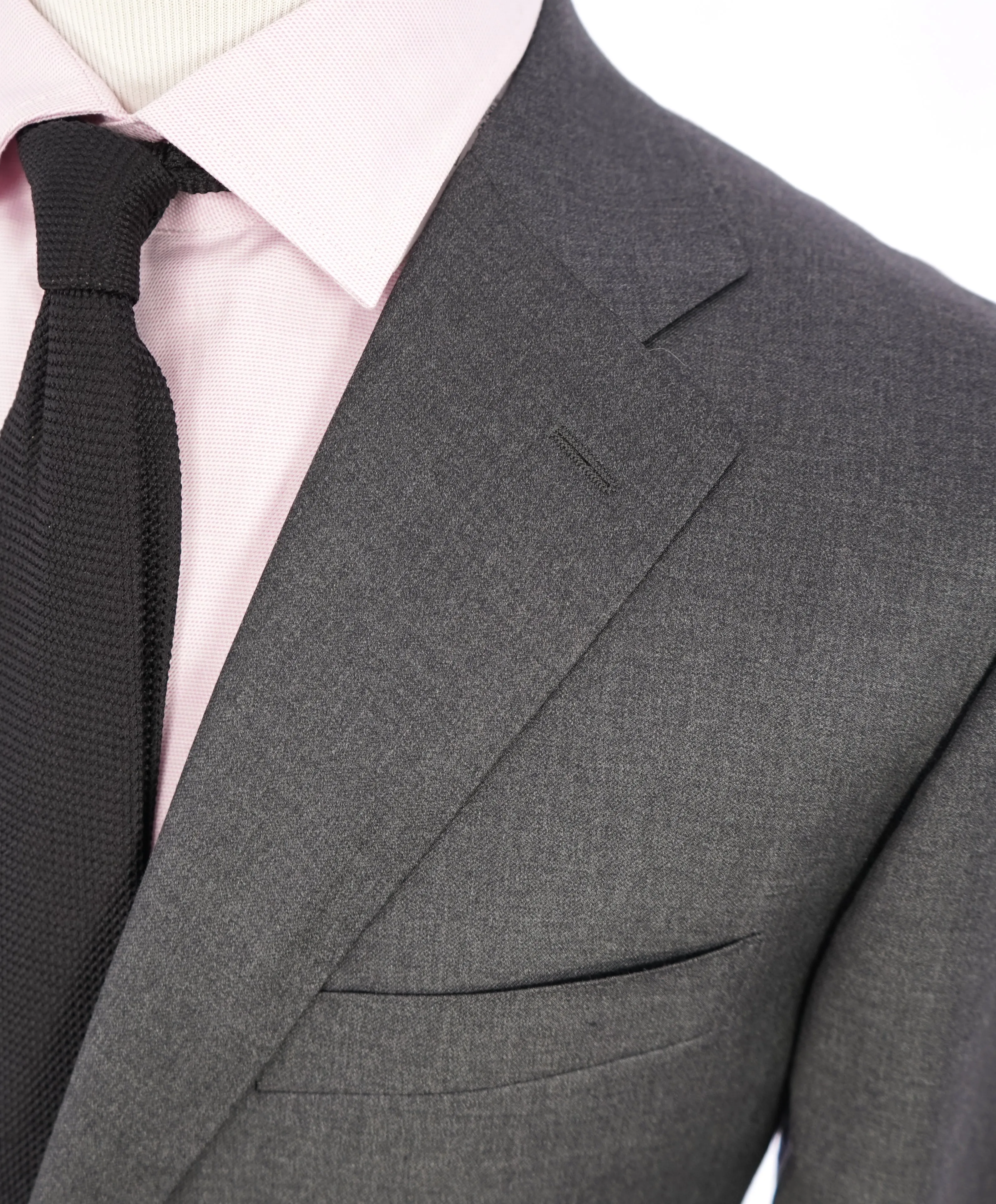 CANALI - Solid Gray Charcoal Notch Lapel Suit - 44L
