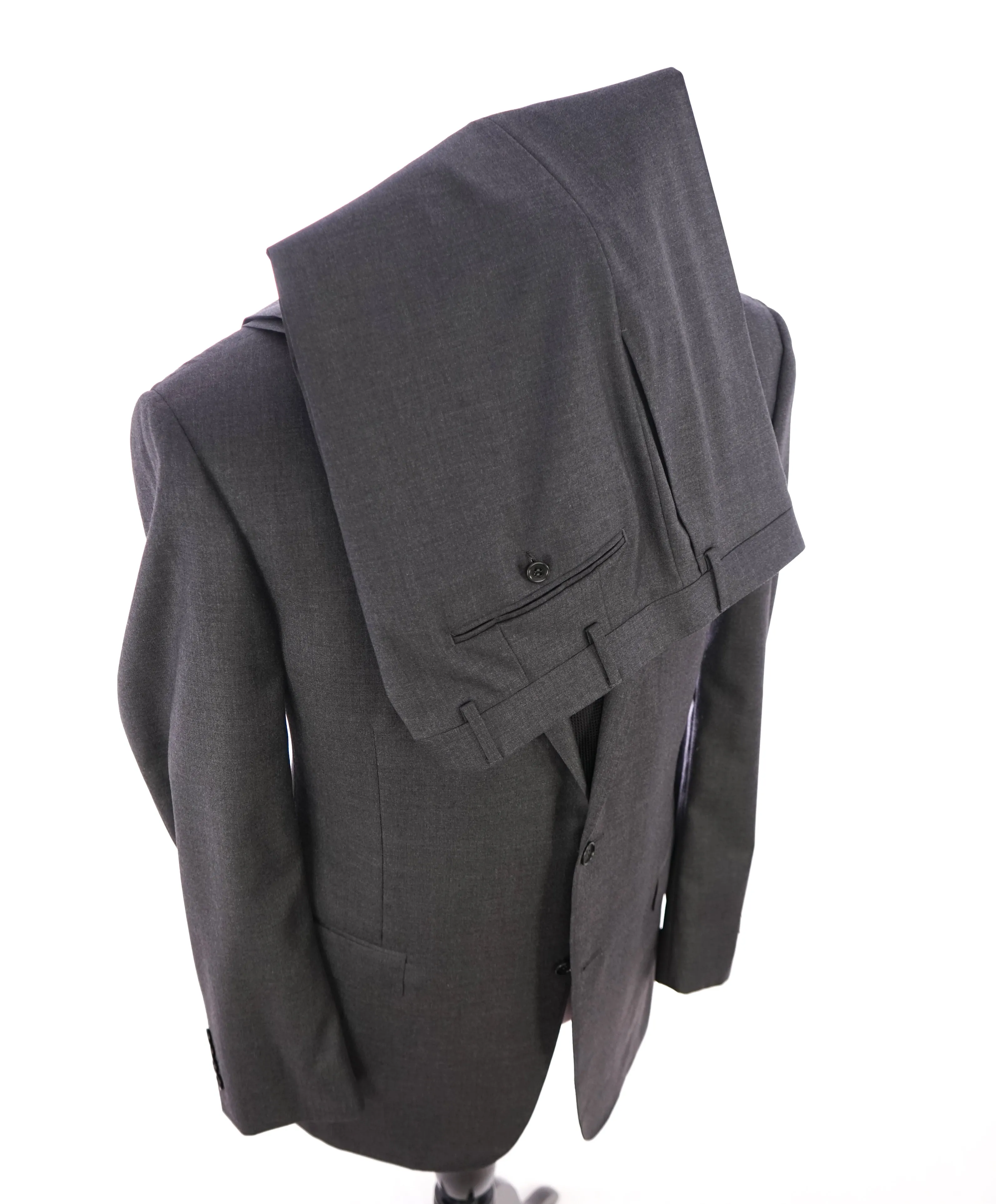 CANALI - Solid Gray Charcoal Notch Lapel Suit - 44L