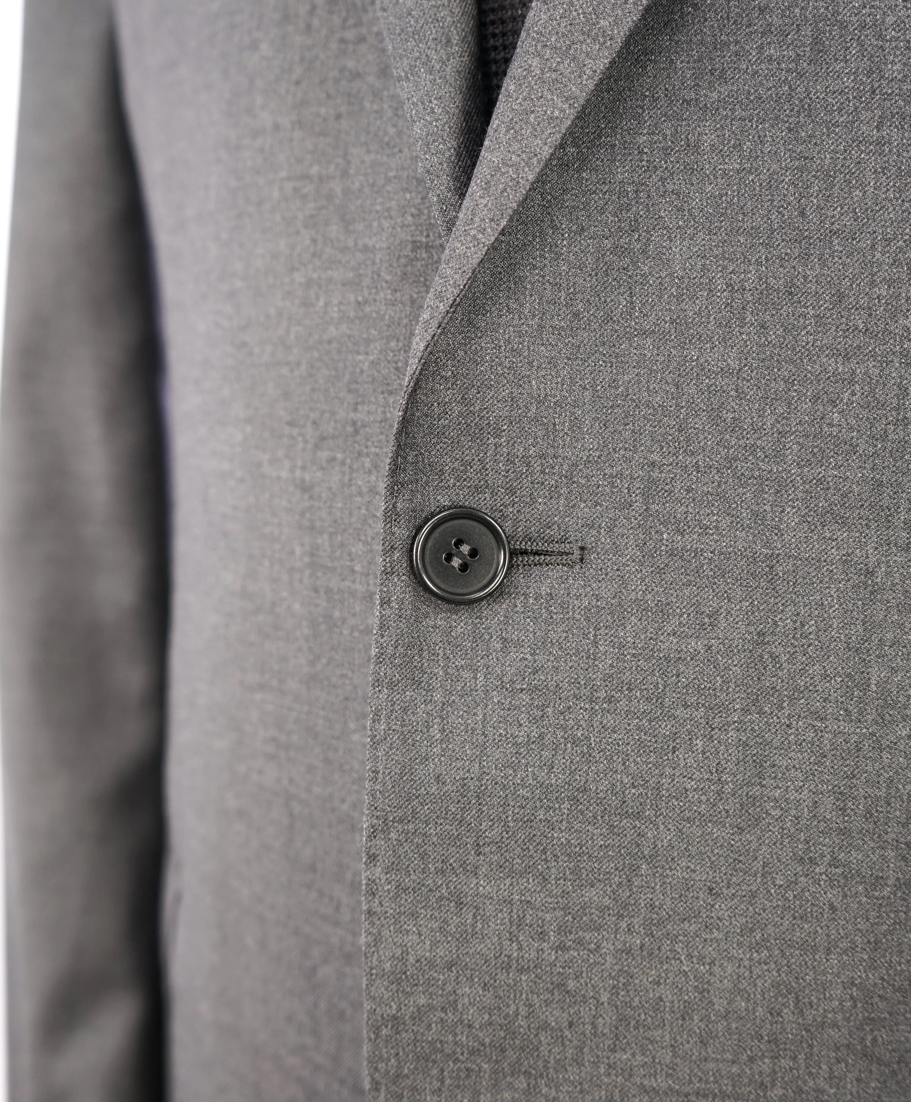 CANALI - Solid Gray Charcoal Notch Lapel Suit - 44L