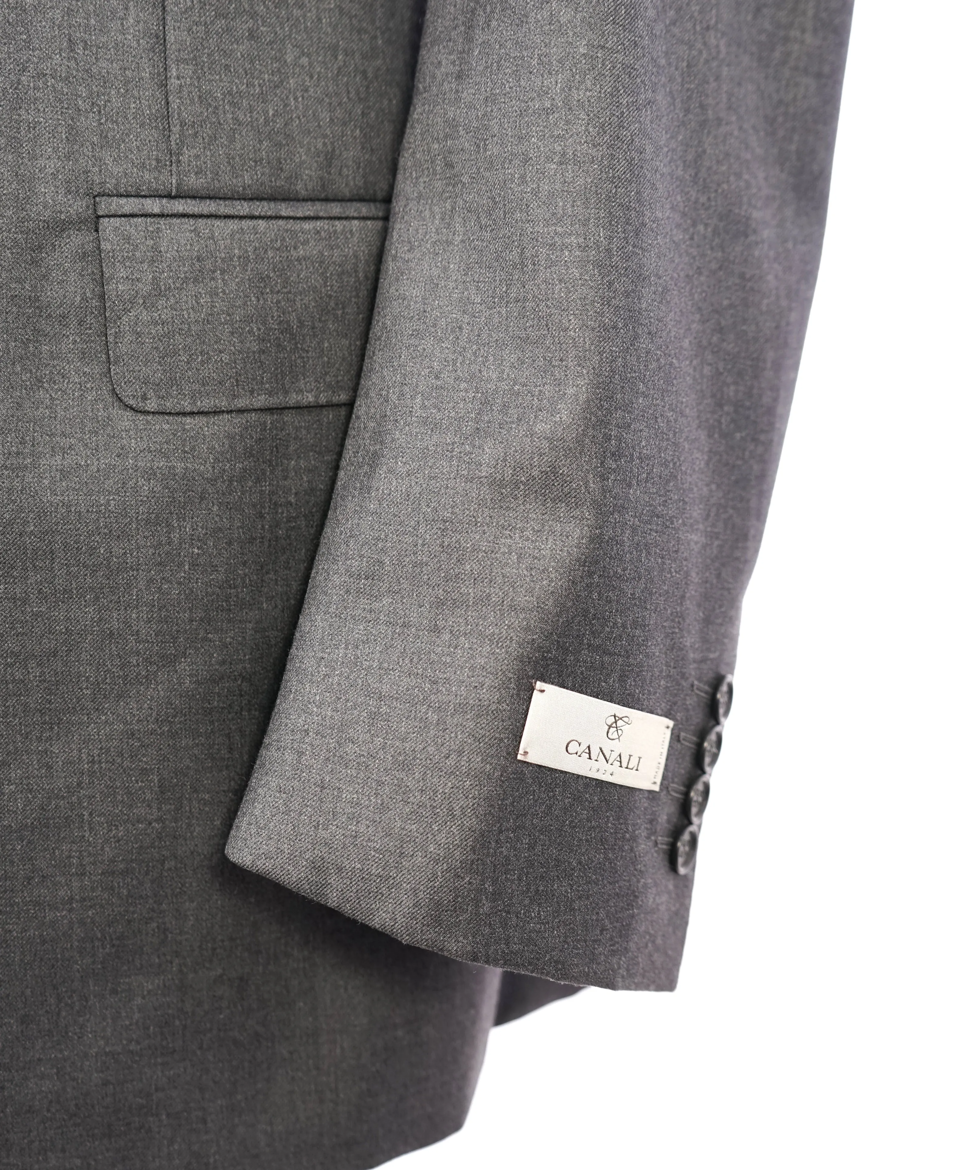 CANALI - Solid Gray Charcoal Notch Lapel Suit - 44L