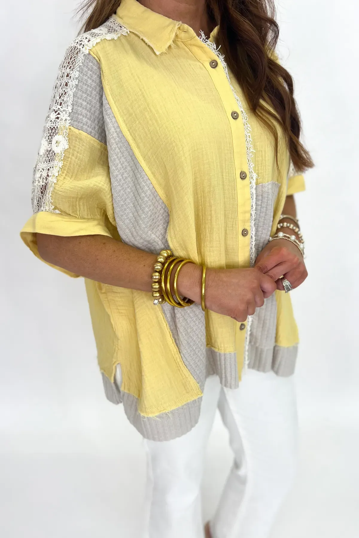 Canari Short Sleeve Color Mix Detail Top