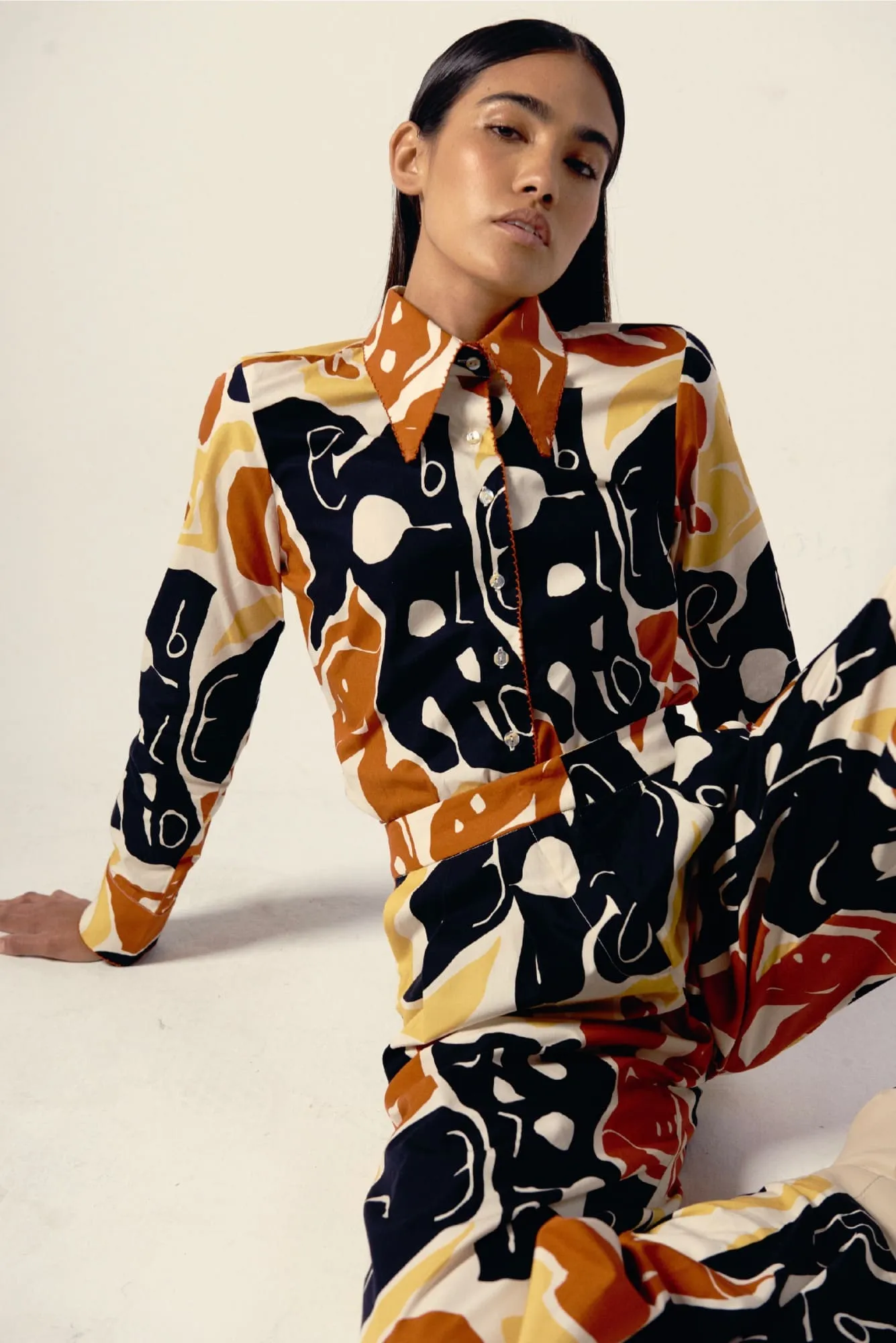 CARMELA BLOUSE IN PUEBLO COLOR PRINT