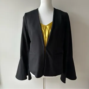 Cartonnier Black Lined Blazer Trumpet Sleeves Size Small
