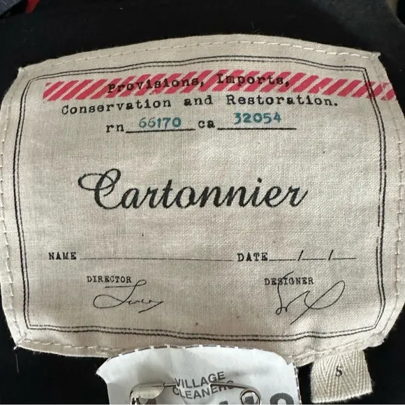 Cartonnier Black Lined Blazer Trumpet Sleeves Size Small