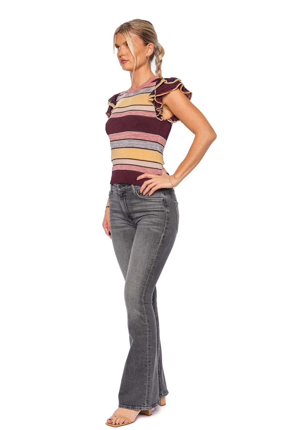 Cecile Sundown Ruffled Knit Top