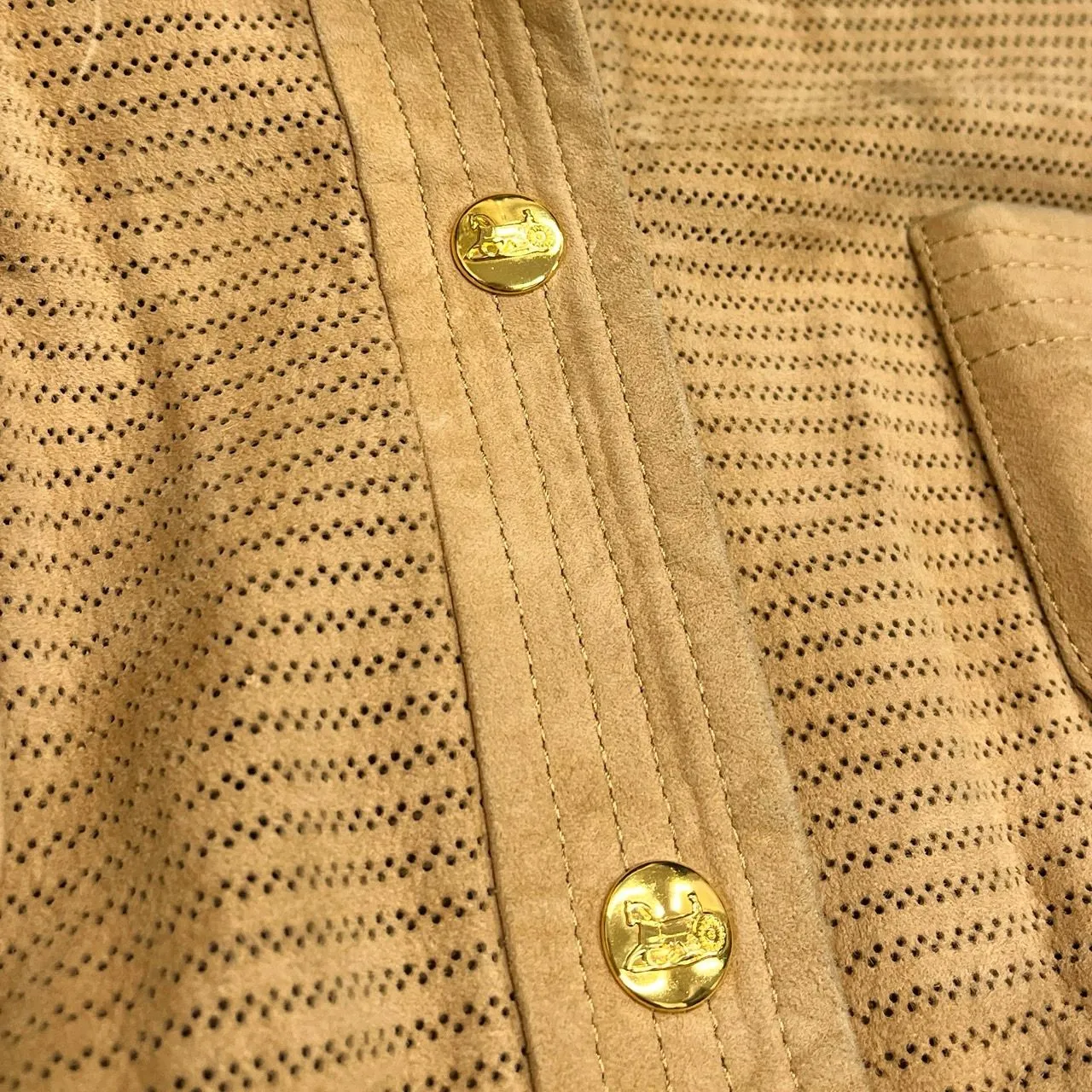 Celine Brown Suede Button Down Top