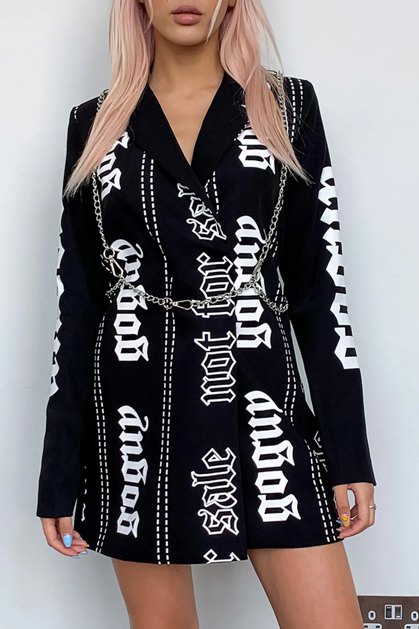 Chain Harness Blazer Dress