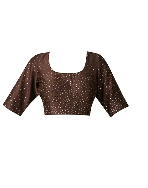 Chanderi Silk Embellished Lehenga Set in Brown