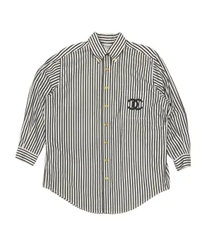 Chanel Oversized Black   White Striped Button Down Top