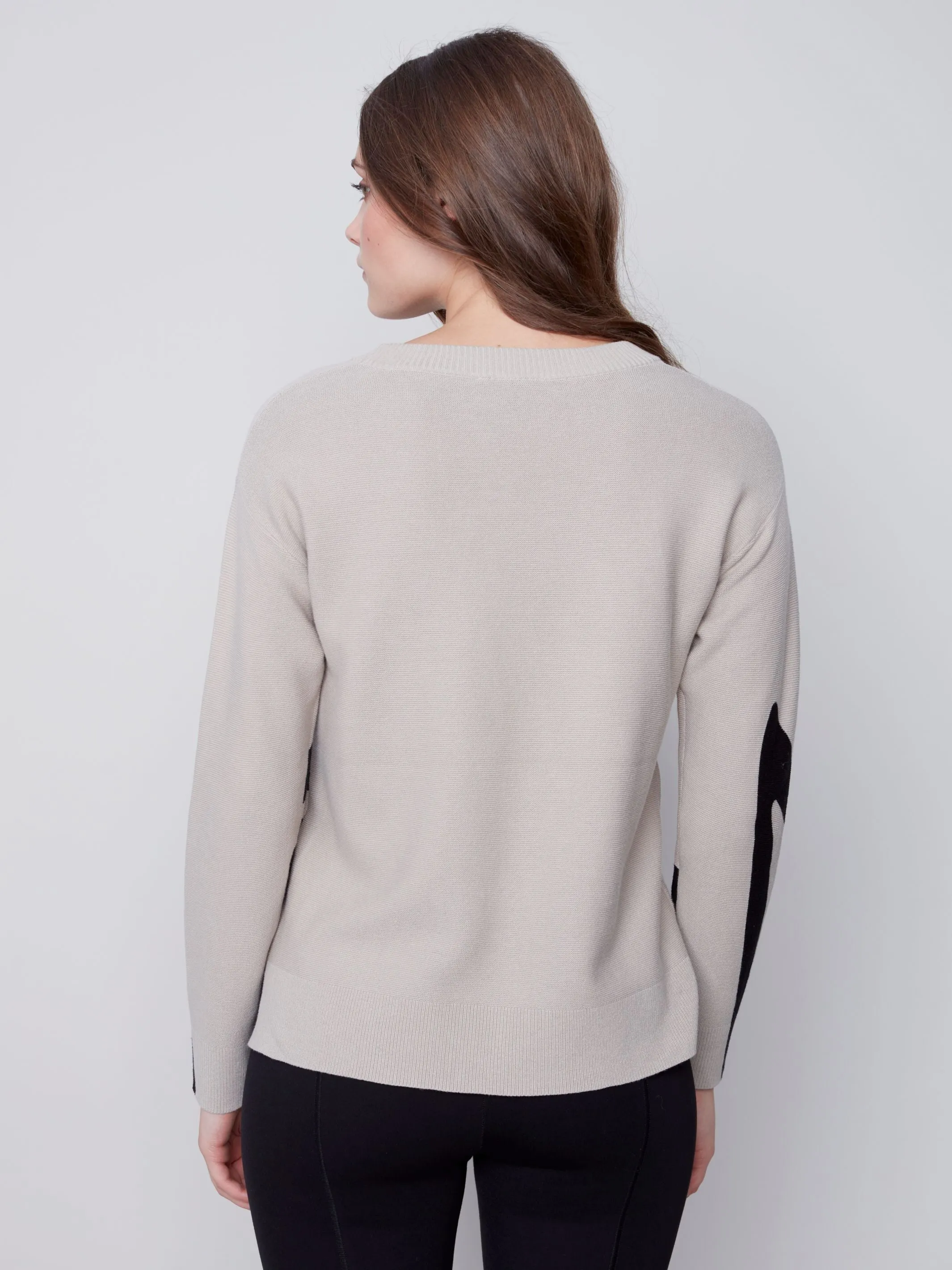 Charlie B. Beige/Black Printed Sweater