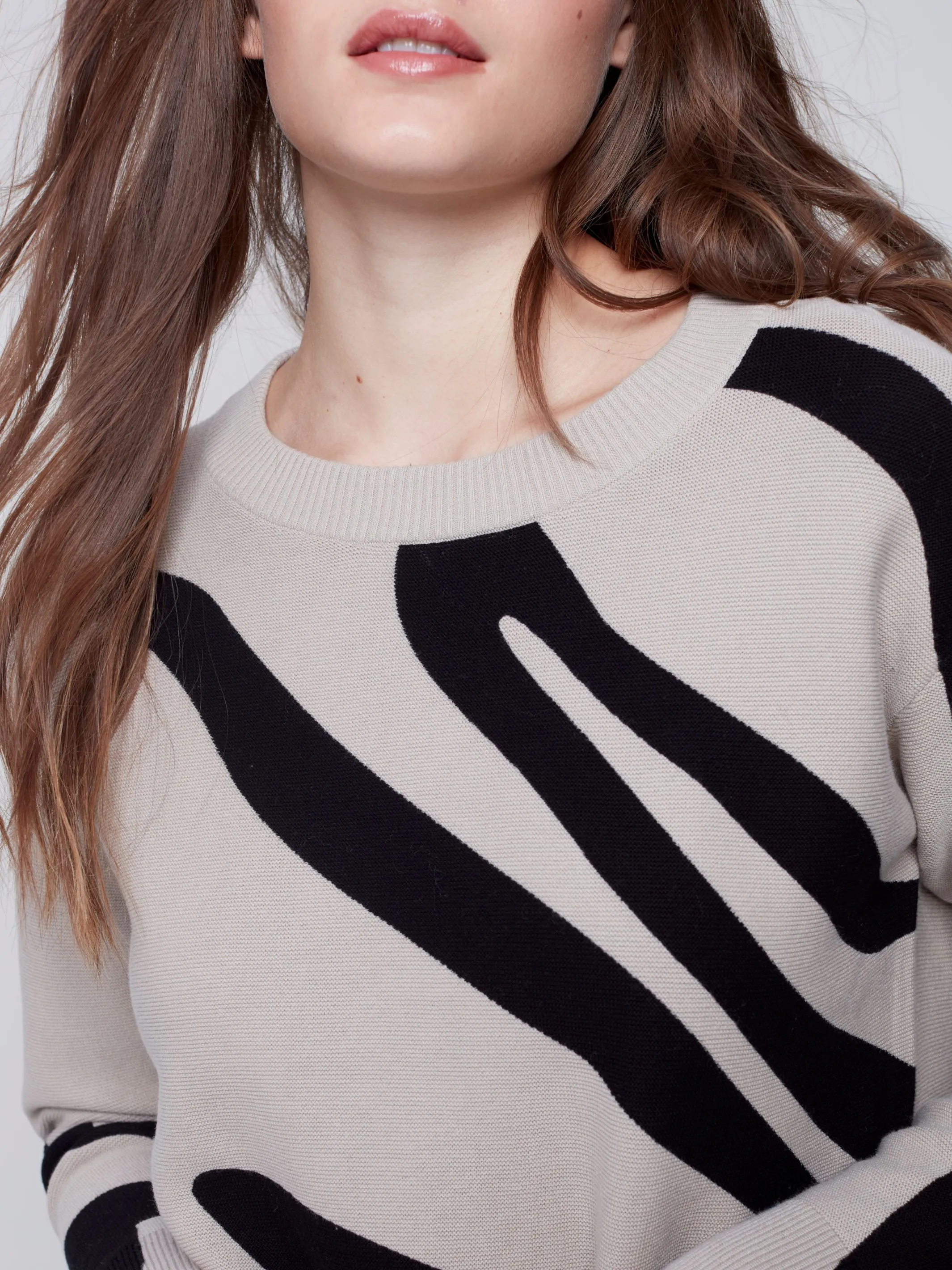 Charlie B. Beige/Black Printed Sweater