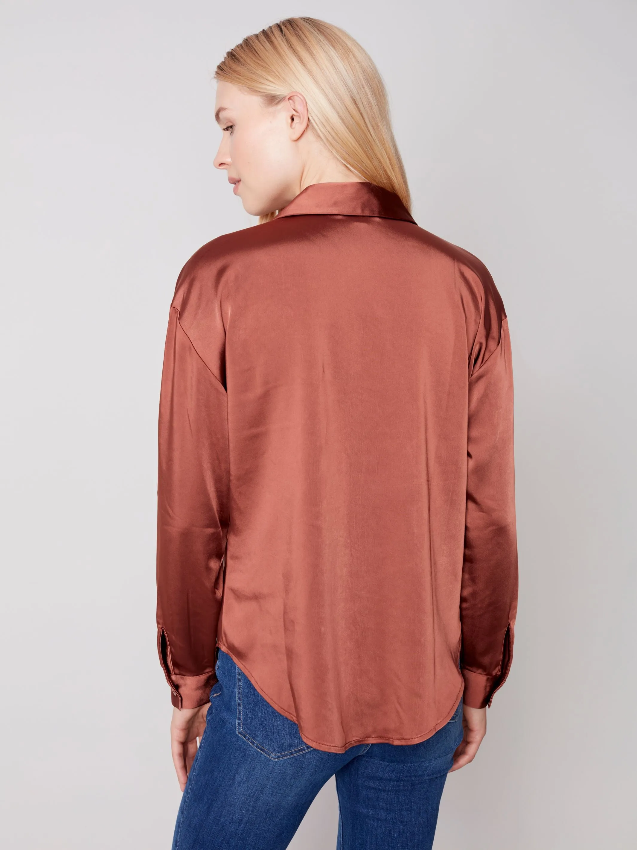 Charlie B. Satin Button Down Shirt
